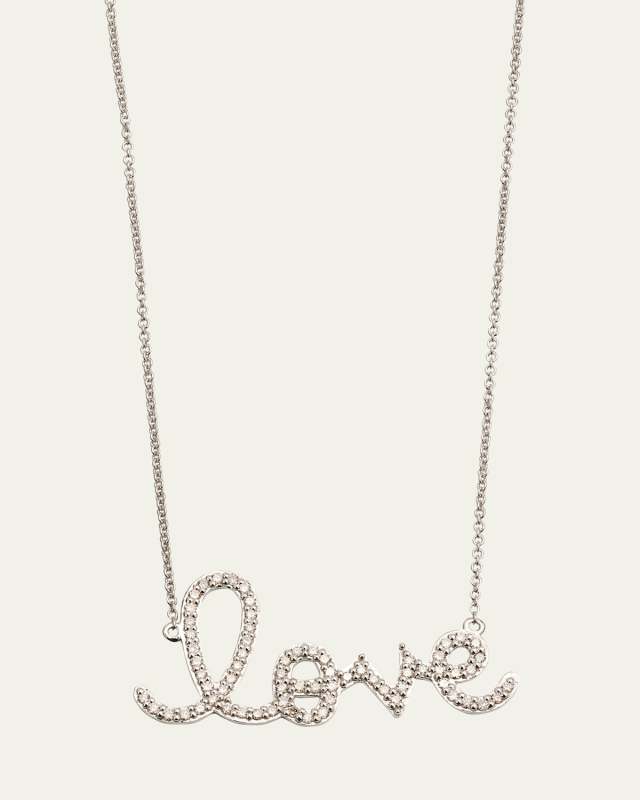Large 14k Yellow Gold & Diamond Love Necklace
